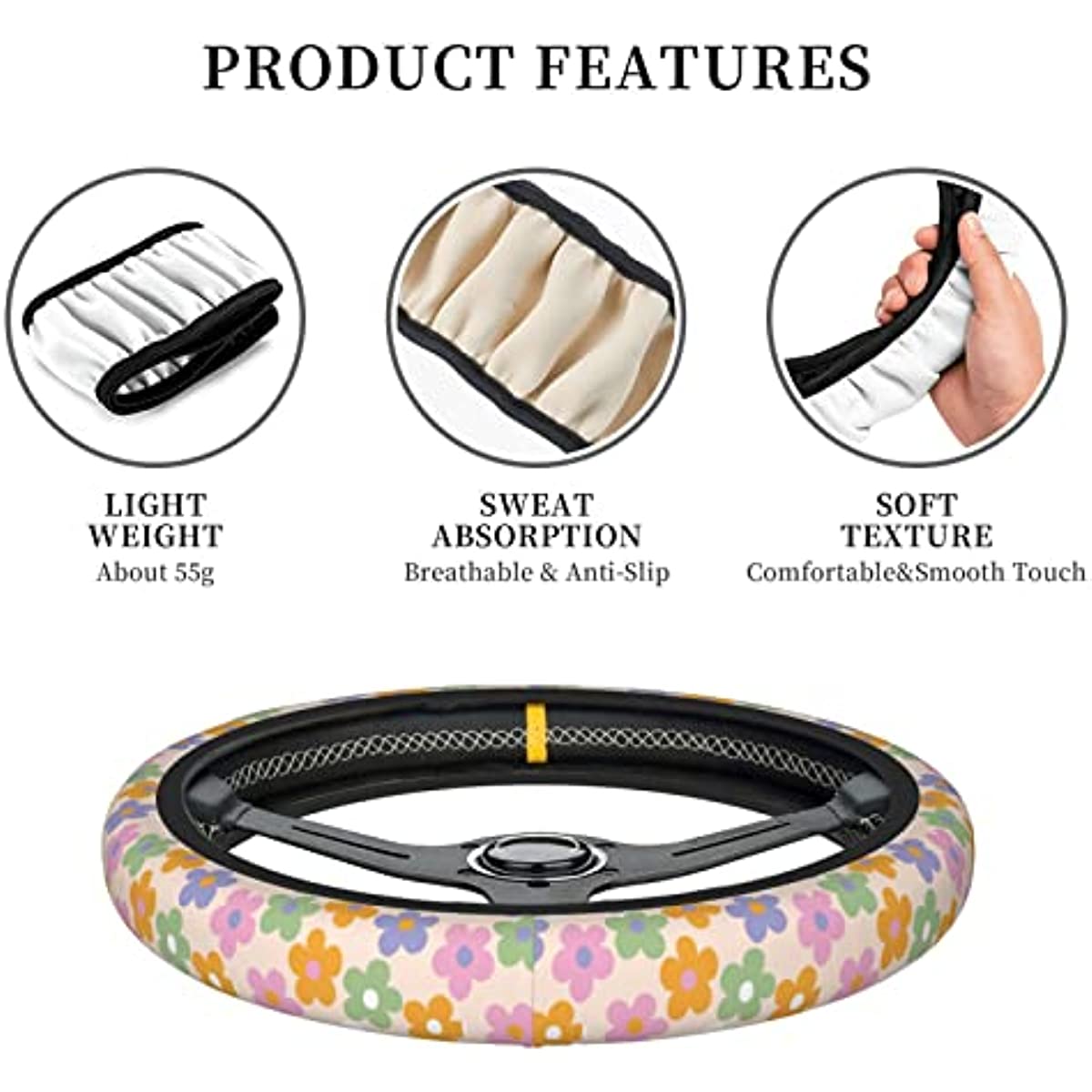 Floral Steering Wheel Cover Floral Steering Wheel Cover - detail view 3 | My Heart Teddy