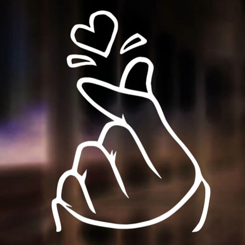 Finger Heart Vinyl Car Decal Finger Heart Vinyl Car Decal in White / 30CM - My Heart Teddy