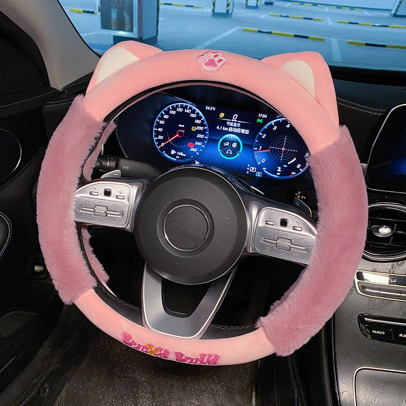 Plush Cat Steering Wheel Cover Plush Cat Steering Wheel Cover in Rose red - My Heart Teddy