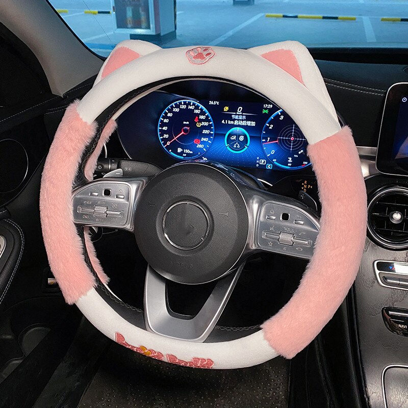 Plush Cat Steering Wheel Cover Plush Cat Steering Wheel Cover in Pink - My Heart Teddy