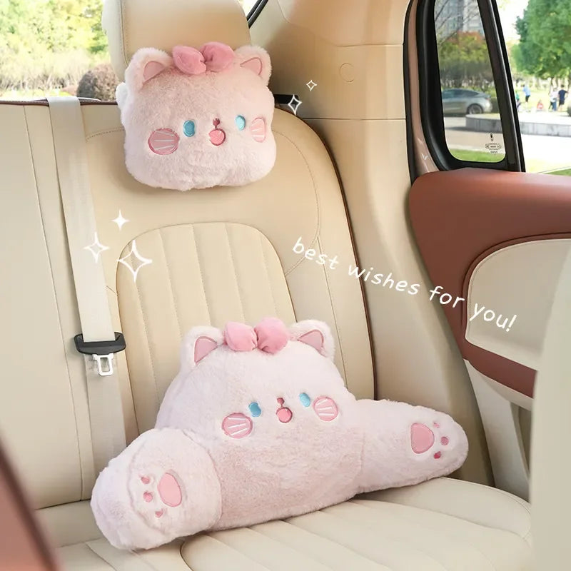 Pink Plush Cat Car Seat Accessories Pink Plush Cat Car Seat Accessories - detail view 2 | My Heart Teddy